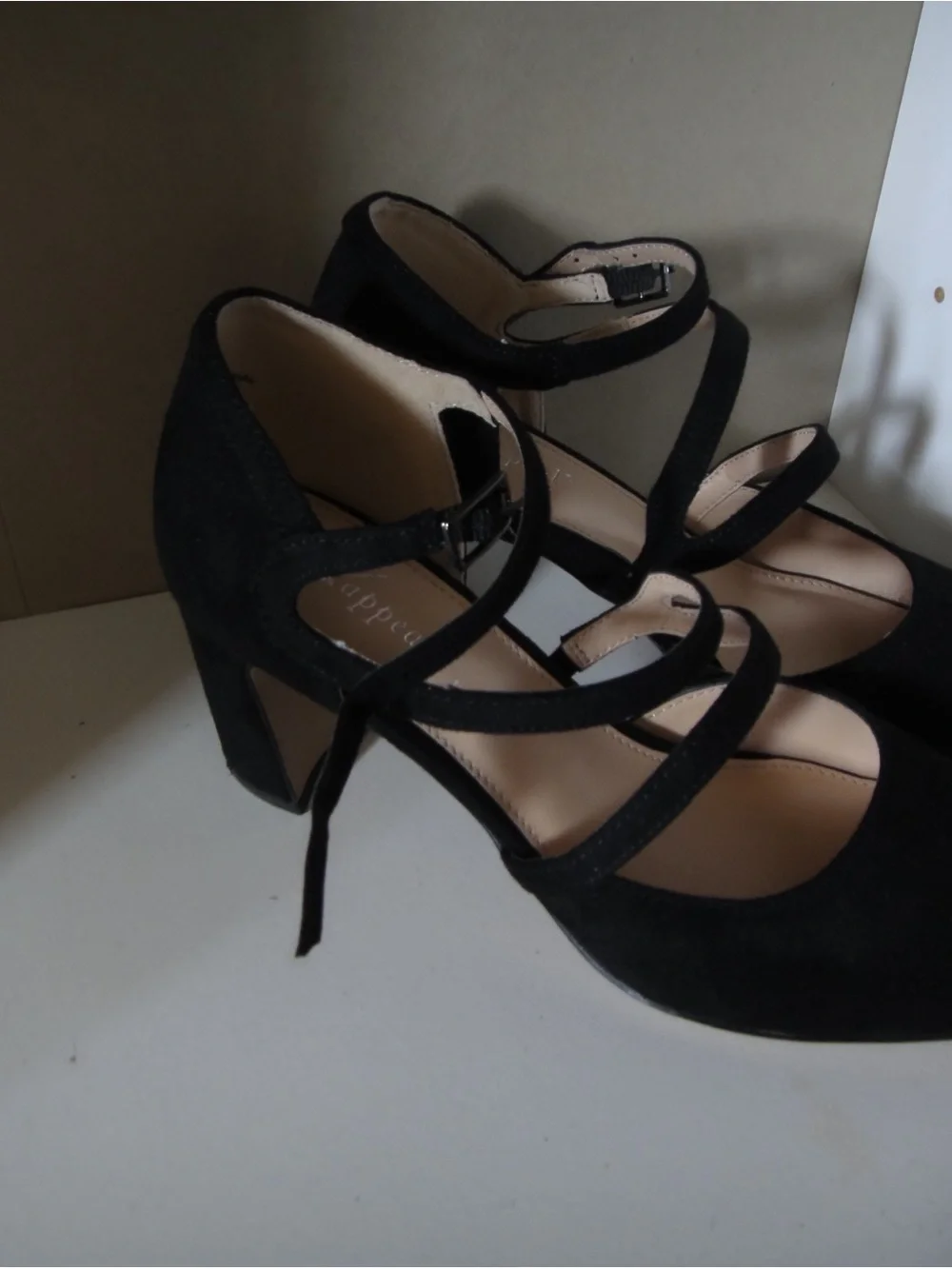 Xappeal Black Strappy Pointed-Toe Heels